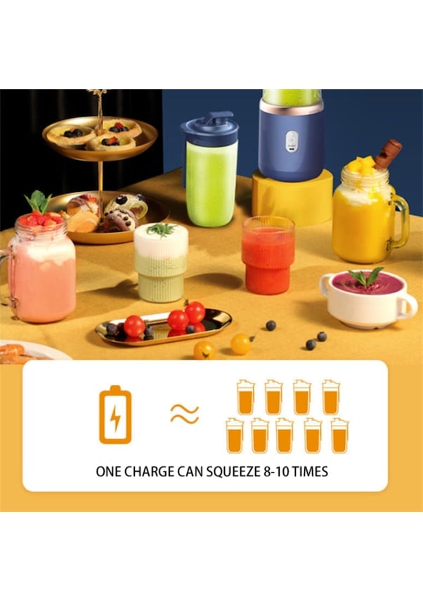 Bilişim Burada BLD-51 6 Bıçaklı Taşınabilir Usb Smoothie Blender Kablosuz Meyve Sıkacağı Pembe